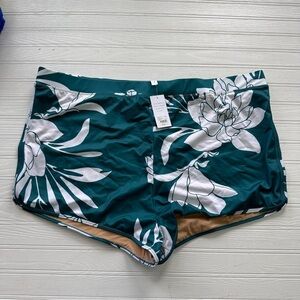 Cacique Deep Teal and White Surf Bikini‎ Shorts Size 36 New